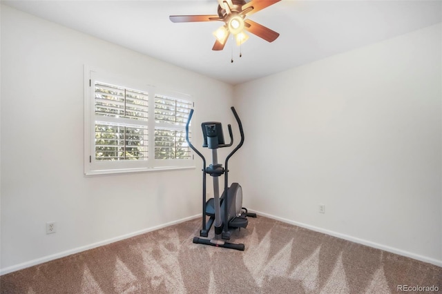 9005 Royal Melbourne Cir, Peyton, CO 80831 - workout room with carpet floors and ceiling fan