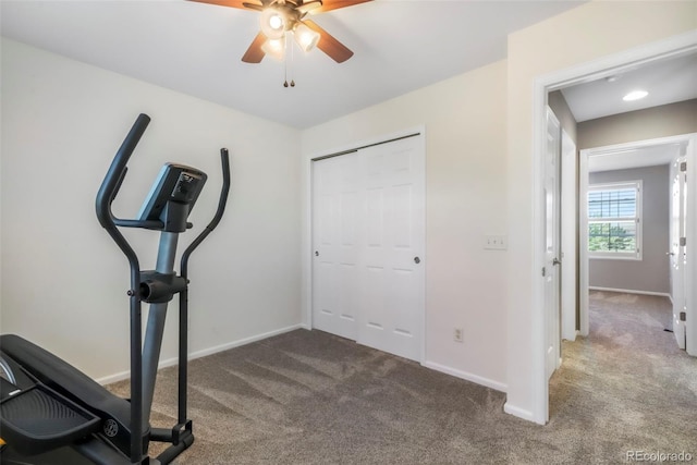 9005 Royal Melbourne Cir, Peyton, CO 80831 - workout room with carpet flooring and a ceiling fan