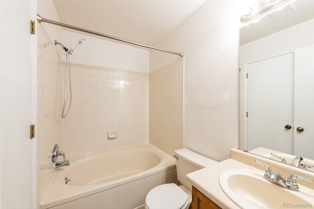 full bathroom featuring vanity, shower / bathing tub combination, and toilet