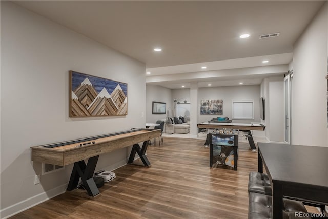 237 Maplehurst Dr, Highlands Ranch, CO 80126 - game room featuring wood finished floors, baseboards, and recessed lighting