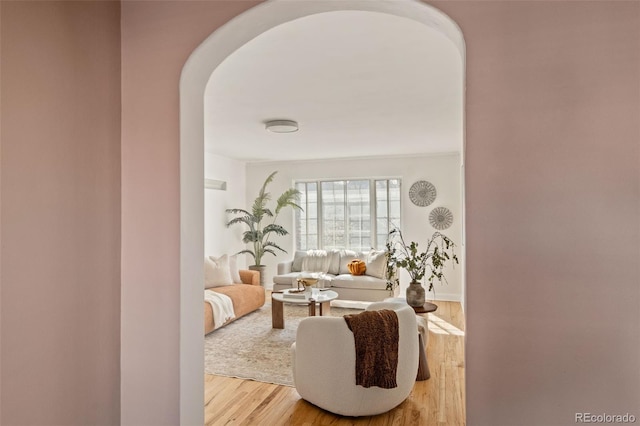 1410 Vine St Unit 3, Denver, CO 80206 - living room with wood finished floors and arched walkways
