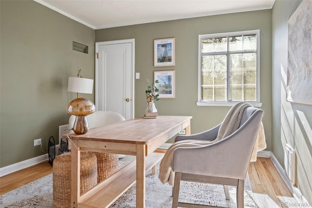 1410 Vine St Unit 3, Denver, CO 80206 - home office with light wood-style flooring, baseboards, and crown molding