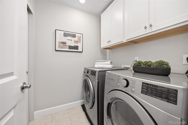15608 E Otero Cir, Centennial, CO 80112 - laundry room with cabinet space, washer and dryer, baseboards, light tile patterned floors, and recessed lighting