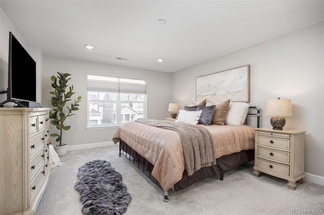 15608 E Otero Cir, Centennial, CO 80112 - bedroom featuring light carpet, baseboards, and recessed lighting