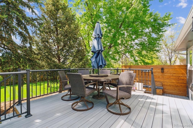 6537 S Brentwood Way, Littleton, CO 80123 - wooden terrace featuring outdoor dining space