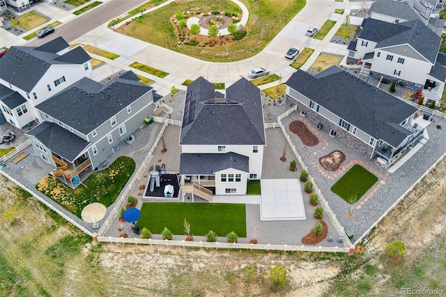 aerial view with a residential view