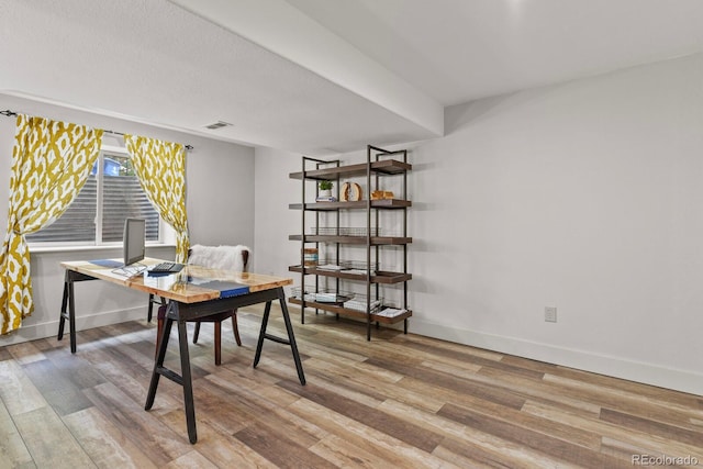 office area featuring hardwood / wood-style flooring