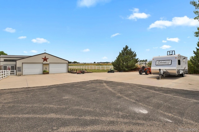 exterior space with a garage