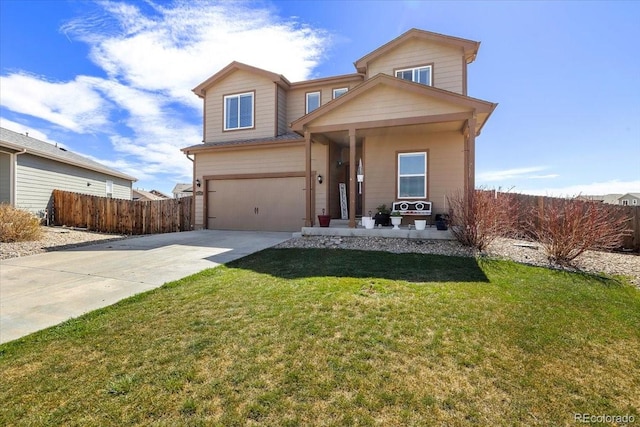 view of front facade with a garage and a front yard