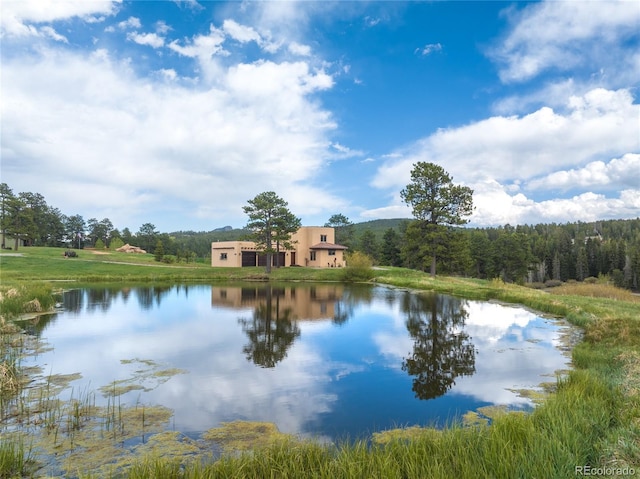 28098 Green Valley Ln, Conifer, CO 80433 - water view with a heavily wooded area