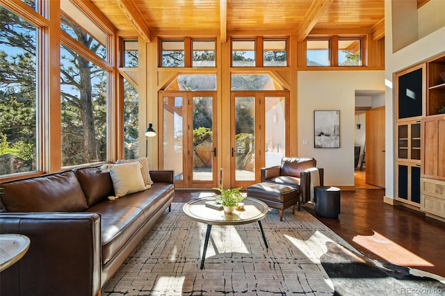 9041 Eastridge Rd, Golden, CO 80403 - sunroom / solarium with french doors and beam ceiling