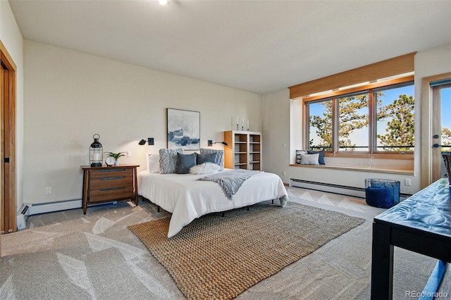 9041 Eastridge Rd, Golden, CO 80403 - carpeted bedroom with baseboard heating, a baseboard radiator, and baseboards