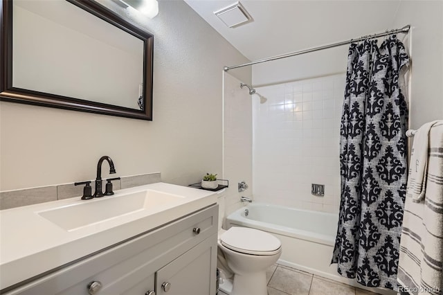9630 W 104th Ave, Broomfield, CO 80021 - bathroom with vanity, shower / bath combo with shower curtain, and tile patterned floors