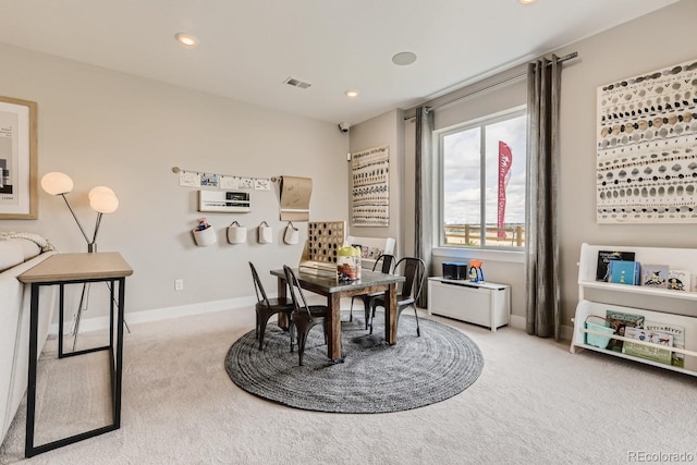 17719 Prairie Peak Trl, Parker, CO 80134 - dining space with carpet, recessed lighting, and baseboards