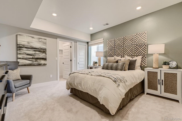 17719 Prairie Peak Trl, Parker, CO 80134 - bedroom with light colored carpet, recessed lighting, and baseboards