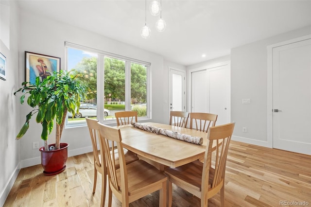 dining room with light hardwood / wood-style flooring