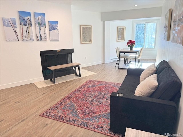 living room featuring light hardwood / wood-style floors