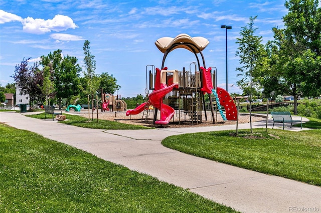 communal playground with a yard