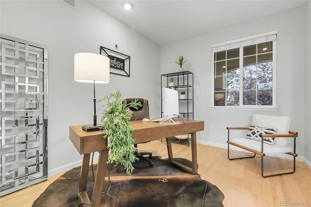 1033 Bramblewood Dr, Castle Pines, CO 80108 - office area featuring wood finished floors