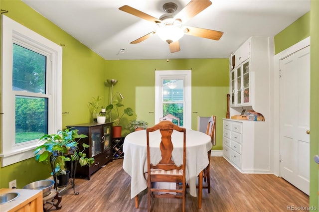 4210 S Fox St, Englewood, CO 80110 - dining area featuring wood finished floors and a ceiling fan