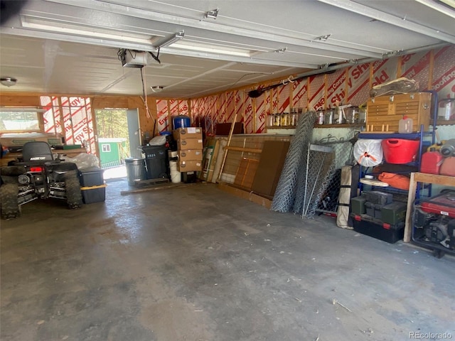 garage with a garage door opener