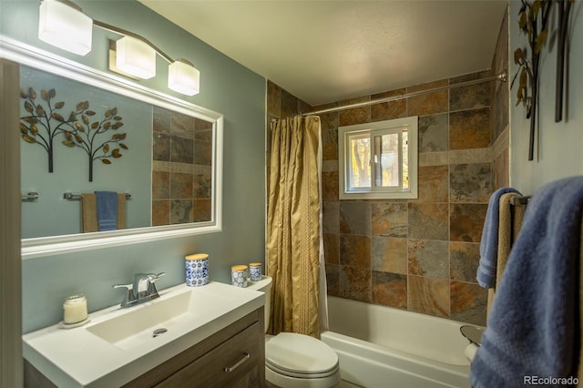 4745 Forest Ln, Howard, CO 81233 - bathroom with vanity, toilet, and shower / bath combination with curtain