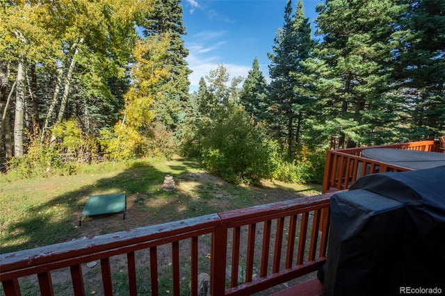 4745 Forest Ln, Howard, CO 81233 - deck with a grill and a lawn