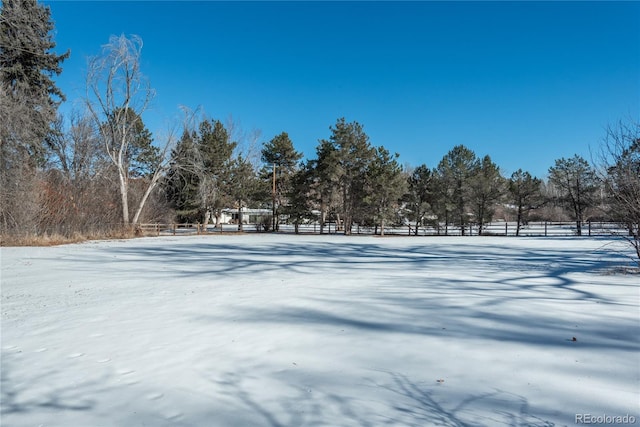 view of yard layered in snow