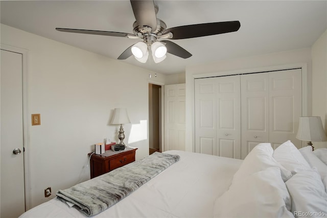 bedroom featuring ceiling fan