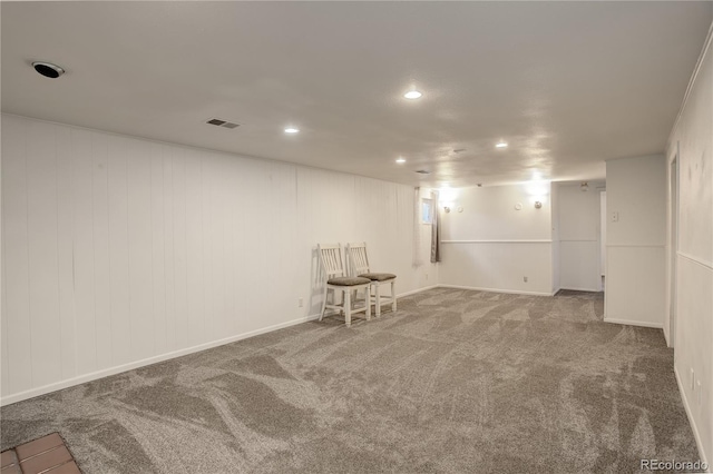 basement featuring carpet floors