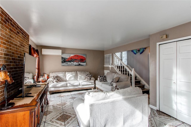 living room with a wall unit AC