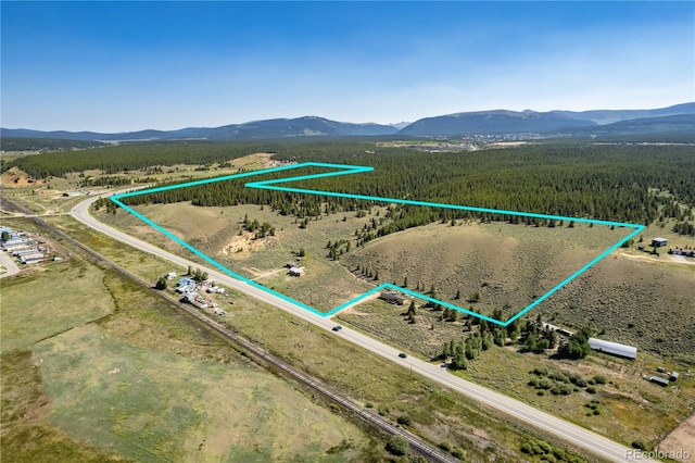 birds eye view of property with a mountain view