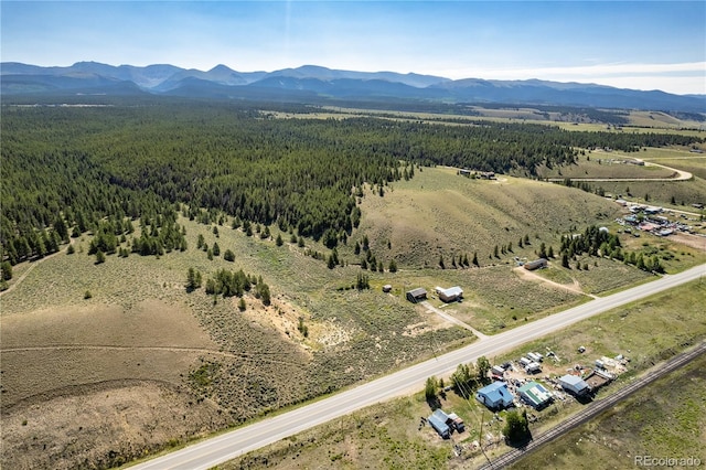 aerial view featuring a mountain view