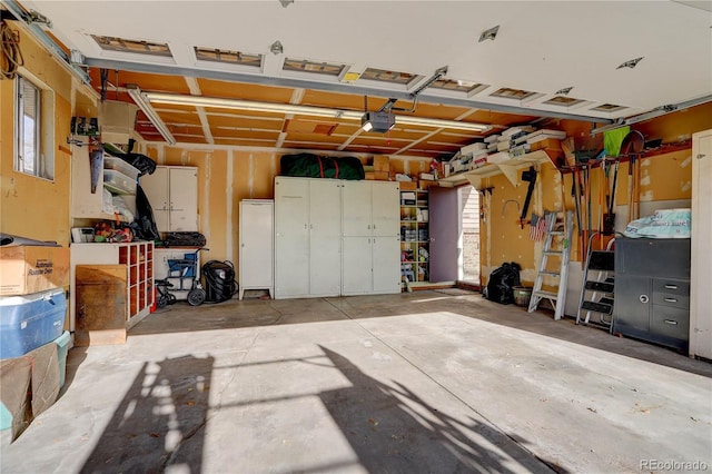 garage with a garage door opener