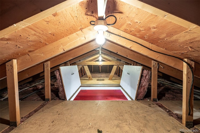 view of unfinished attic