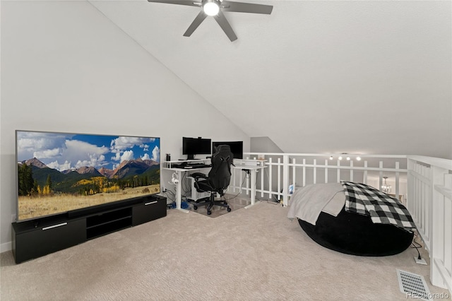 1160 S Monaco Pkwy Unit 6, Denver, CO 80224 - carpeted home office with ceiling fan and lofted ceiling