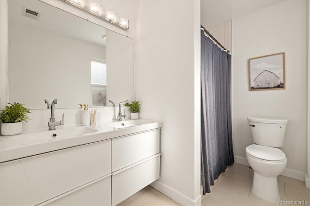 bathroom featuring visible vents, a sink, and tile patterned floors