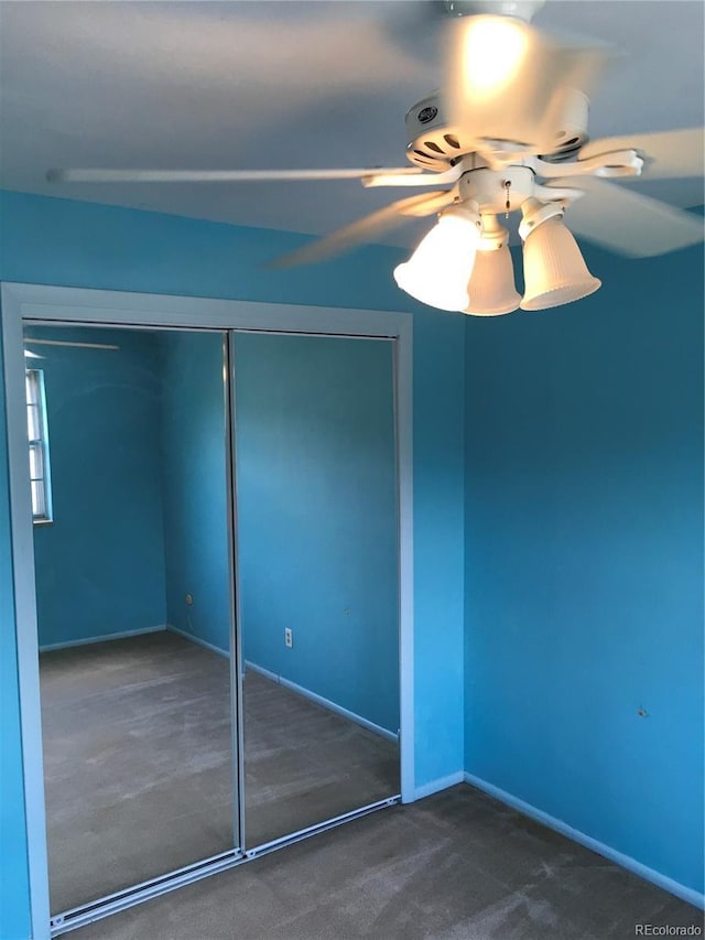 6411 W 82nd Dr, Arvada, CO 80003 - unfurnished bedroom with a closet, carpet, baseboards, and a ceiling fan