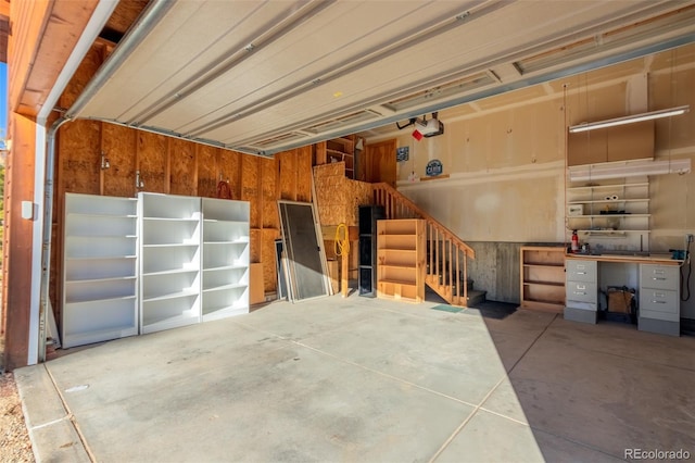 garage with a garage door opener