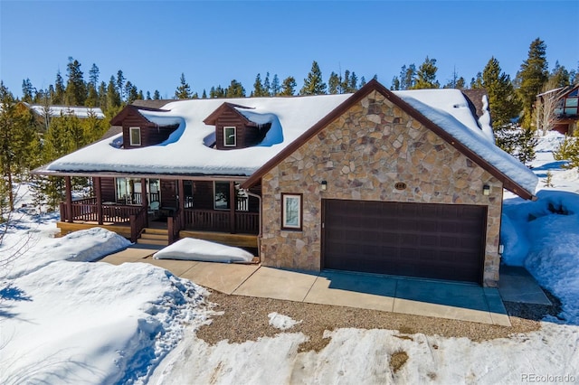 view of front of property with a garage