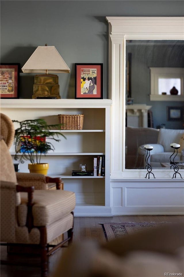 living area with wood finished floors