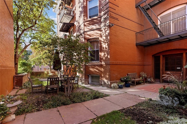 exterior space with a balcony