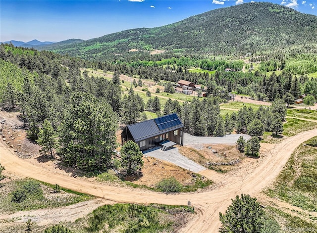 drone / aerial view with a mountain view