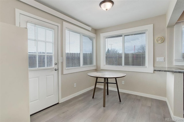 dining area with light hardwood / wood-style flooring