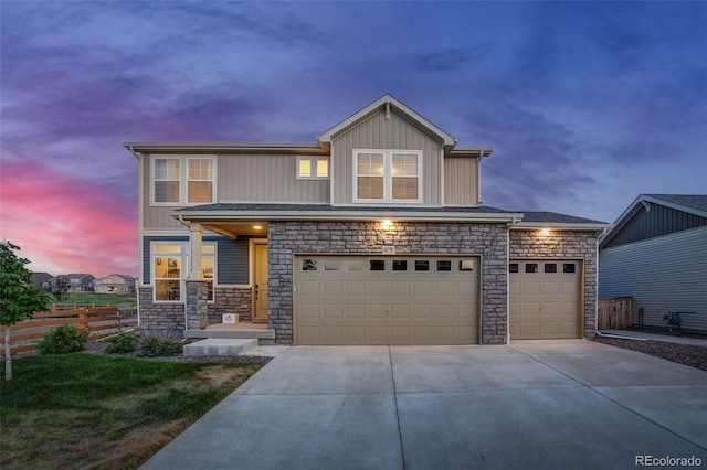 view of front of property featuring a garage