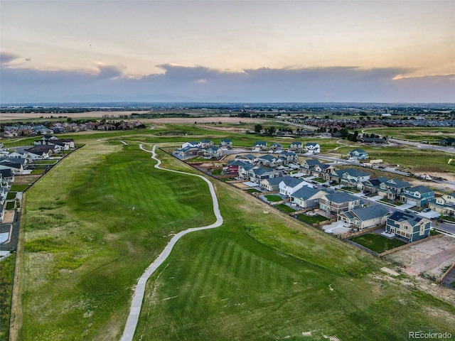 view of aerial view at dusk