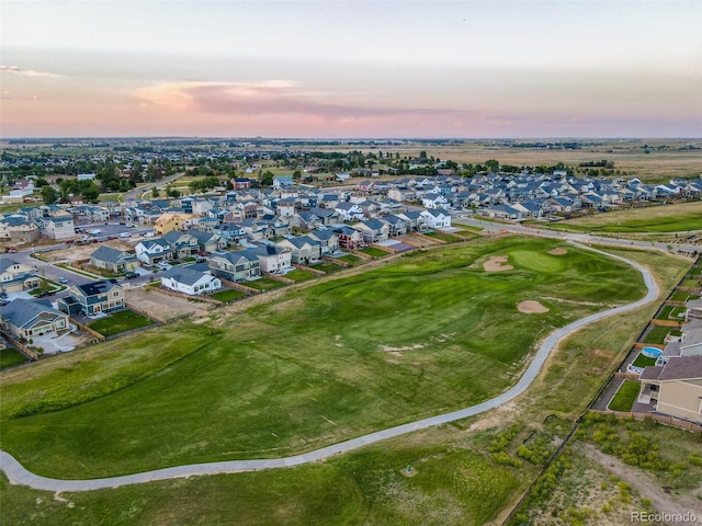 view of aerial view at dusk