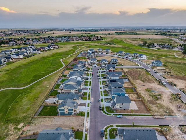 view of aerial view at dusk