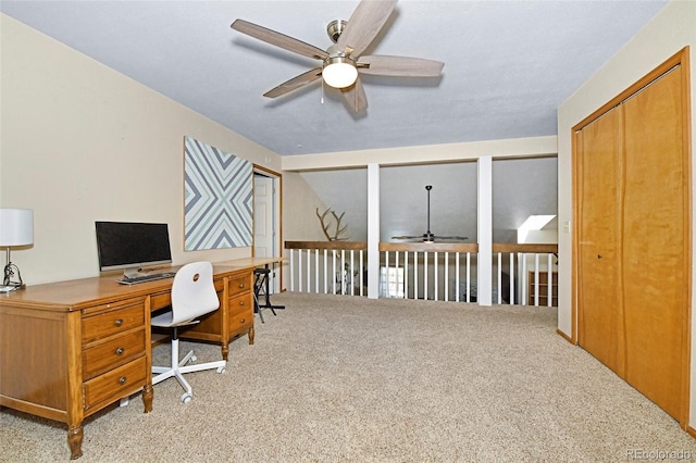 1673 Woodmoor Dr, Monument, CO 80132 - home office featuring ceiling fan and carpet