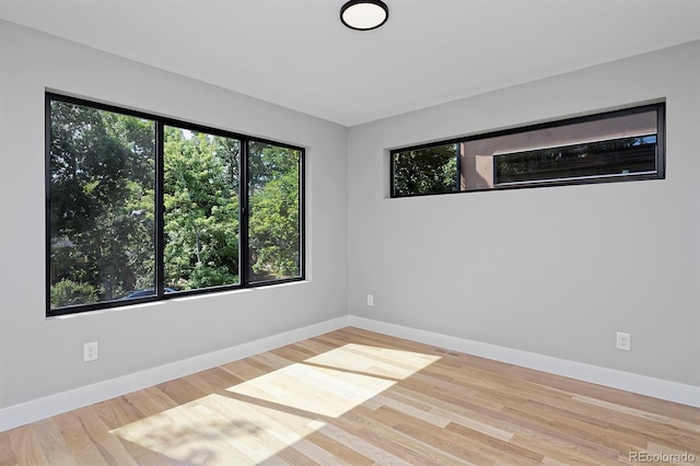 spare room featuring light hardwood / wood-style floors